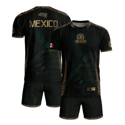 Mexico Green Gold Aztec Eagle Warrior Soccer Jersey
